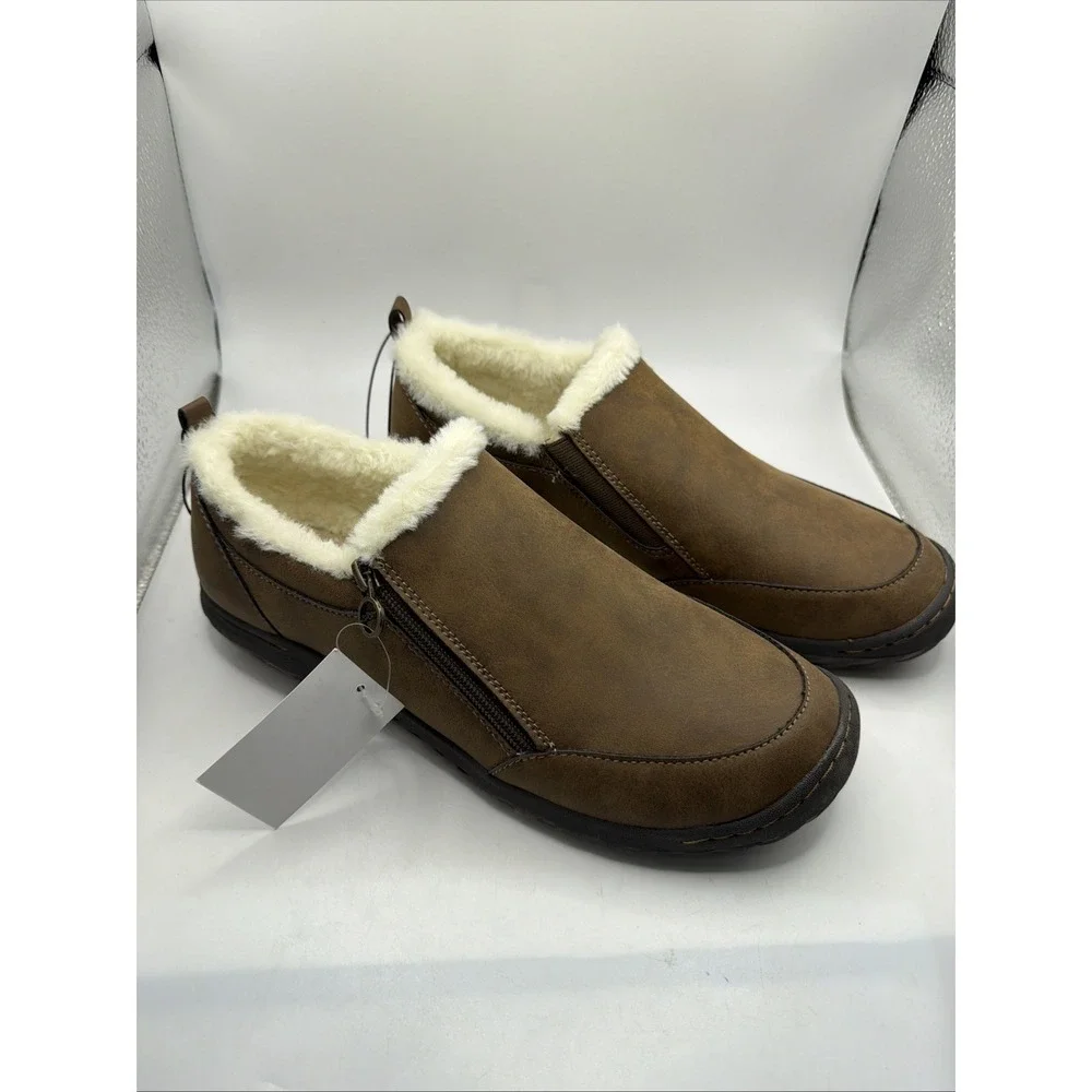 JSPORT Women's ELENOR Memory Foam Faux Shearling Shoes Brown Size 11